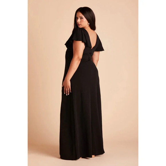 NWT Birdy Grey Hannah Maxi Dress Ruffled Short Sleeve V-Neck Crepe Black Size XS - Picture 8 of 11